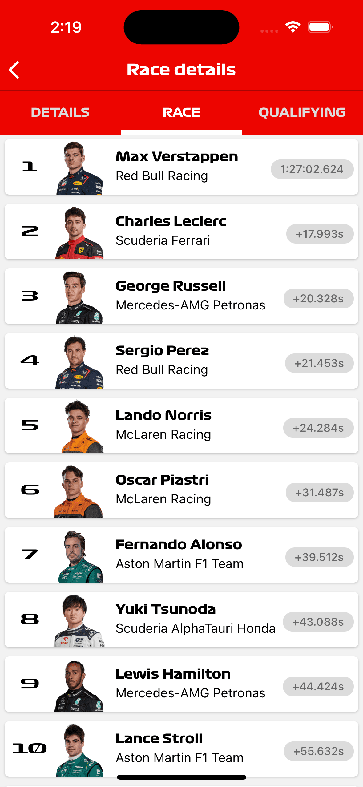 F1 Schedule App   number 1