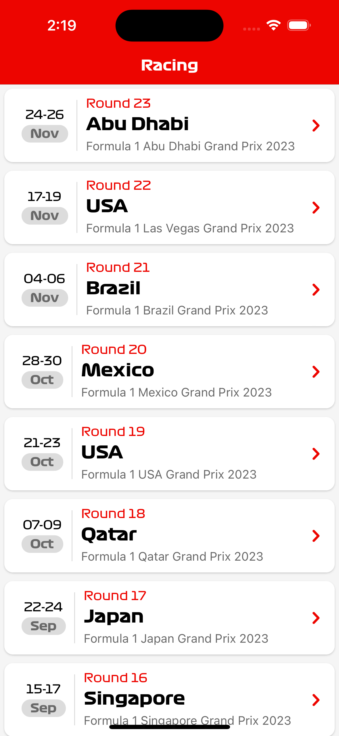 F1 Schedule App   number 0